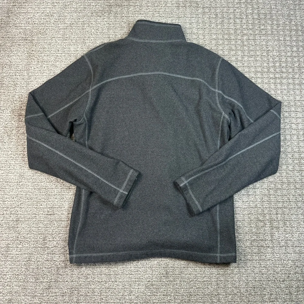 The North Face Mens Gray Waffle Knit Quarter Zip Fleece Pullover Sweater Medium